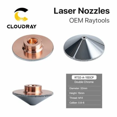 CLOUDRAY Laser Nozzle Double Layer Chrome-plating Dia.32mm H.15mm for Raytools Laser Head