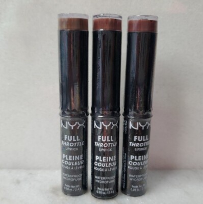  (3) NYX Full Throttle Waterproof Lipstick #FTLS11 Loaded 