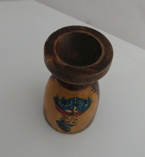 VINTAGE TREEN WOODEN / WOOD EGG CUP - PAINTED SOUVENIR - COULD BE USED FOR DICE - Picture 4 of 12