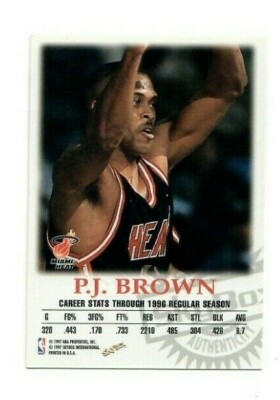1997 Skybox Autographics PJ BROWN Signed Autograph Basketball Card 