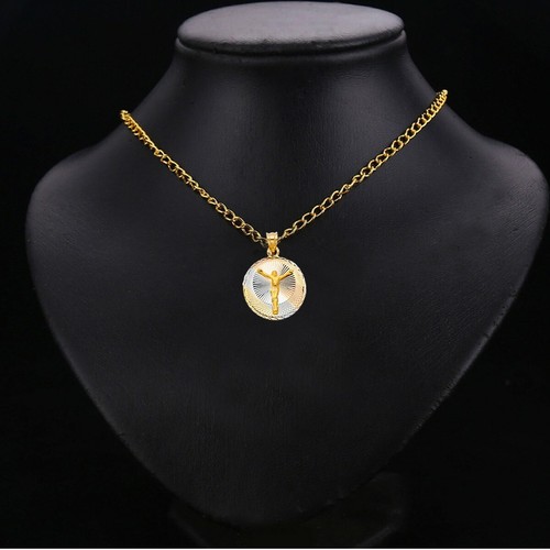 14K Tri Color Gold Diamond Cut Jesus Stamp Religious Pendant For Necklace - 第 2/4 張圖片