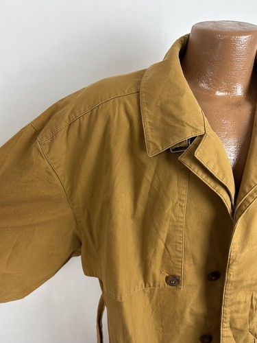 Gabardina vintage años 80 90 L británica tostada caqui con cinturón peso pesado minimalista - Imagen 6 de 24