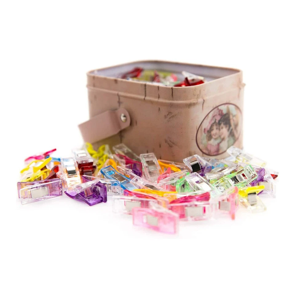 GDMINLO Multipurpose Sewing Clips for Quilting Crafts Tin Box 100 Pack