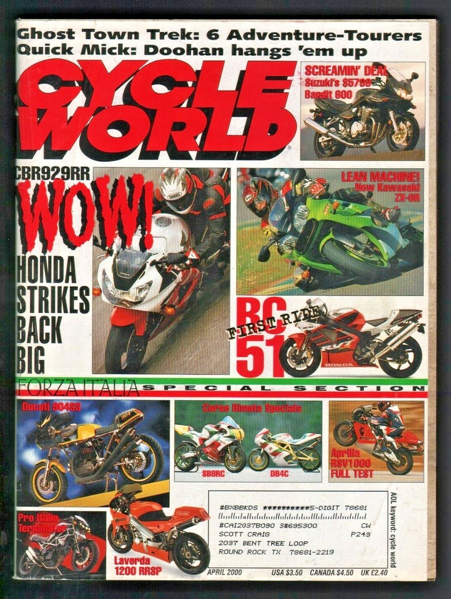 2000 April Cycle World Motorcycle Magazine - Moto Parilla Honda