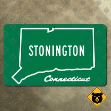 Connecticut Stonington city limits sign highway boundary marker outline 15x9