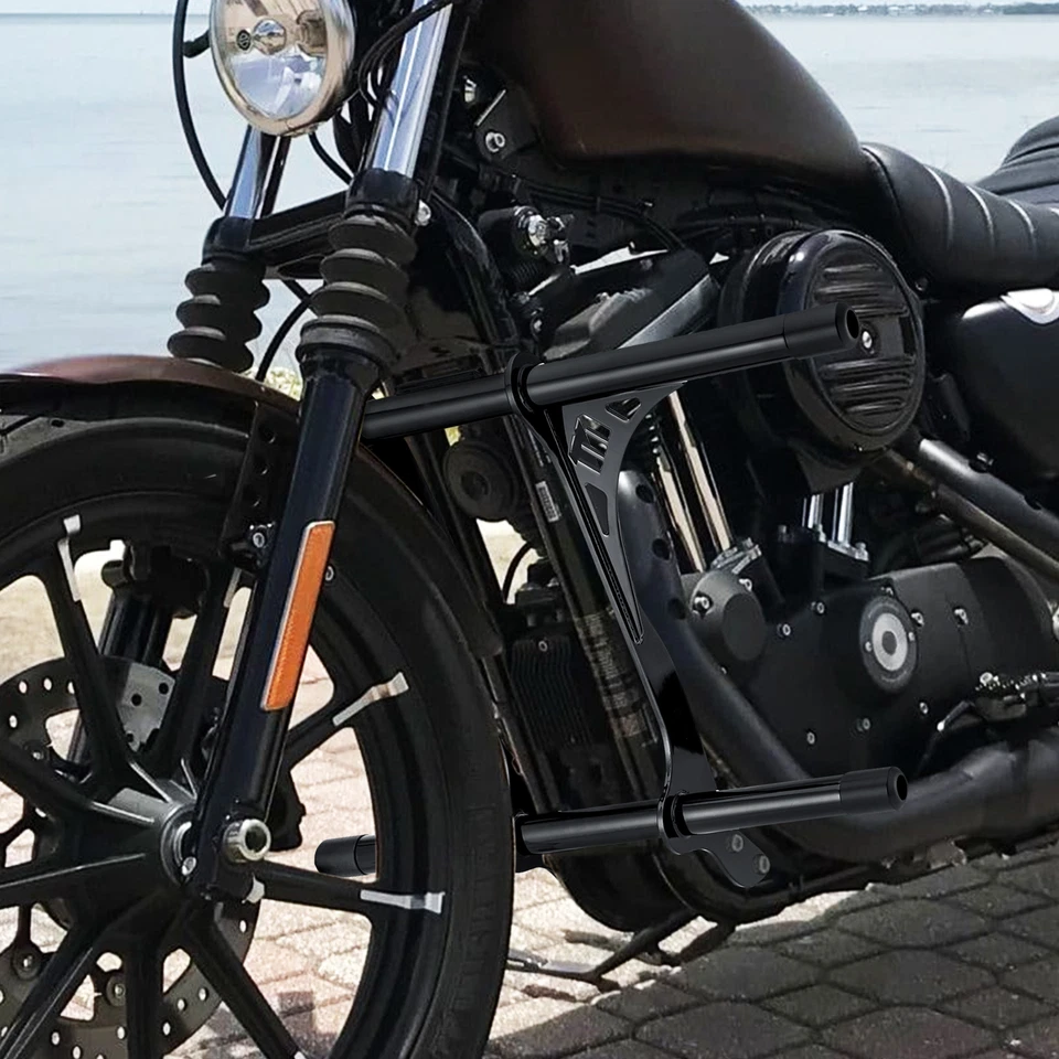 Gloss Black Engine Guard Crashbar for Harley Sportster 883 1200 XL 2004-later - Imagem 3 de 4