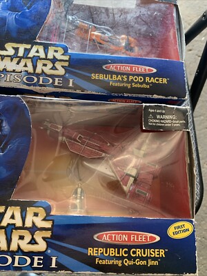 1999 Action Fleet Star Wars Episode 1 Sebulbas Podracer & Republic Cruiser Jinn