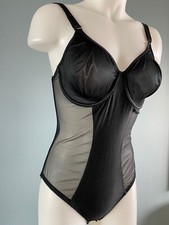 Van Raalte Bodysuit Nylon Second Skin Vintage All In One Sz 36C Black SHEER USA
