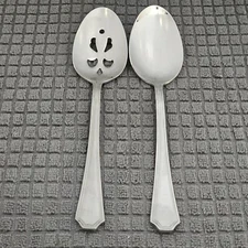 Wallace Arlington Serving Set of 2 Spoon Solid Slotted Stainless Flatware 8 1/2"