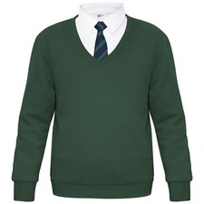 Girls Boys Green Scouts School Uniform Single Pack V Neck Jumper Sweatshirt