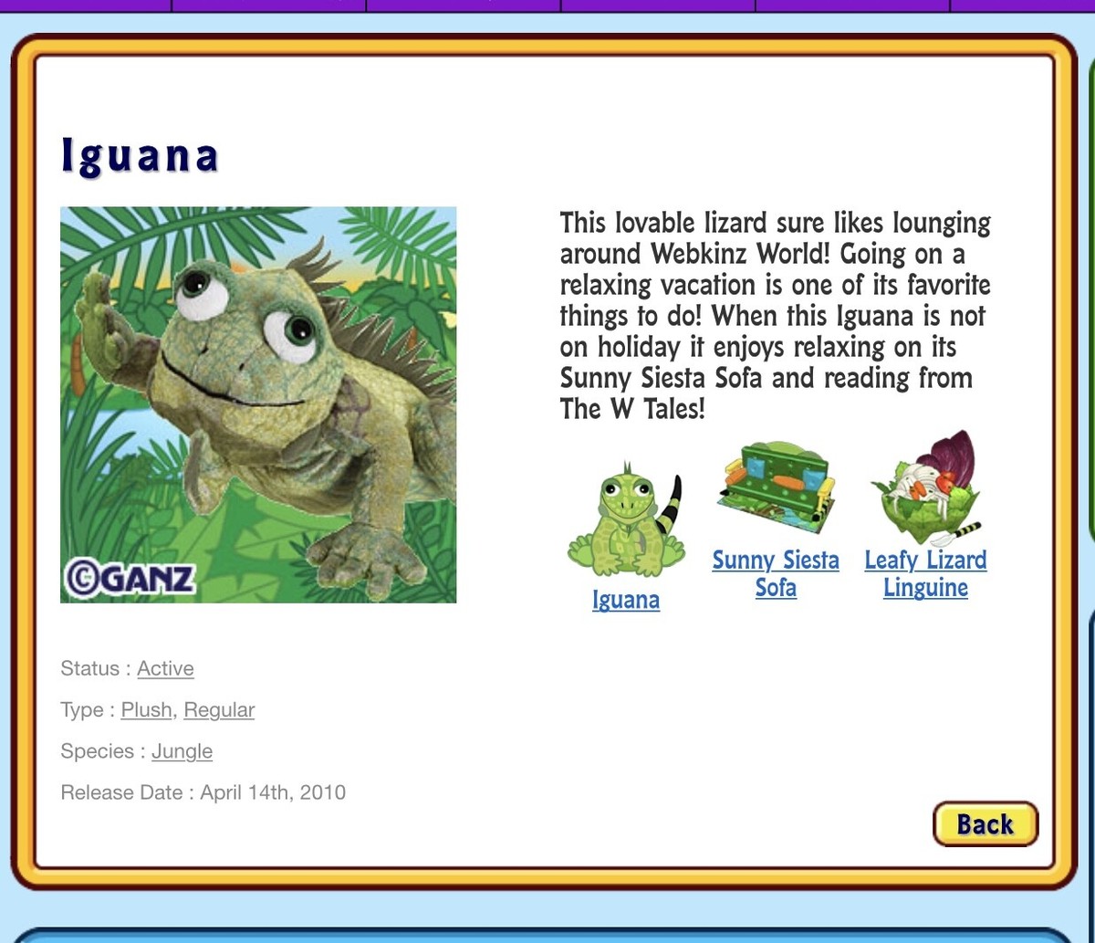 WEBKINZ IGUANA 🦎 ADOPTION CODE HM340 VIRTUAL CODE ONLY NO