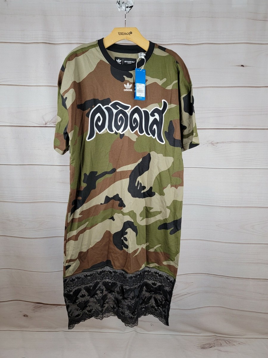NEW! Adidas Originals Camo Lace Shirt Dress Women's Size Small