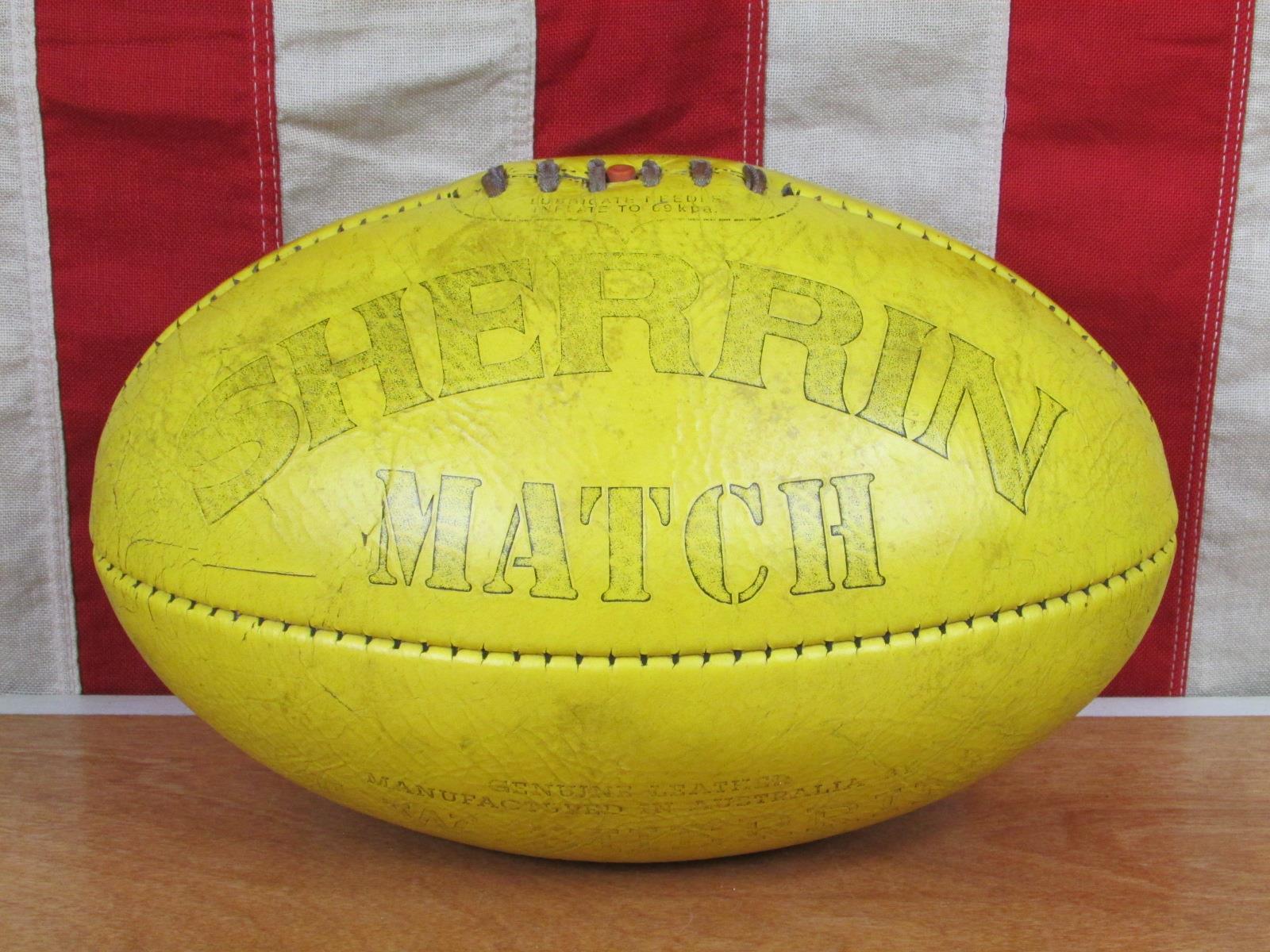 Vintage 1950s Sherrin Yellow Leather Match Rugby Ball Laces Australian