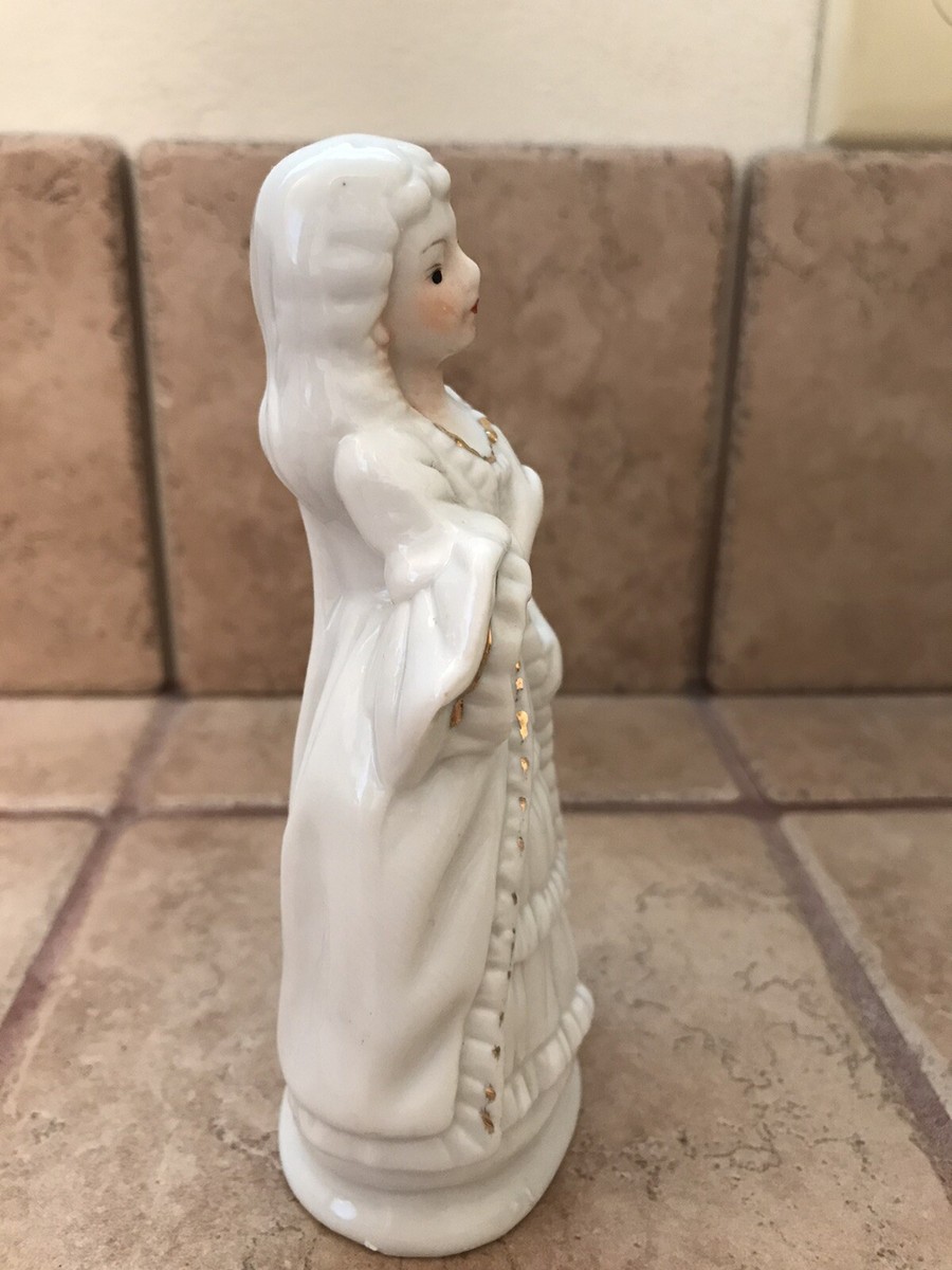 irish angela GUC Vintage Lady Angela Figurine White Porcelain Gold Trim N