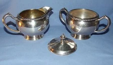 Vintage Oneida Silverplate Hollowware Creamer and Sugar Bowl w/ Lid - Fiesta 