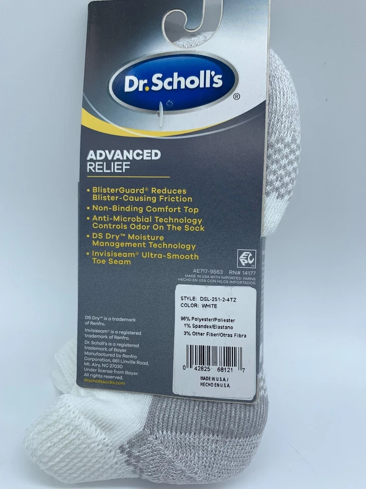 2 PARES FEMININOS DR.SCHOLL'S ADVANCED ALÍVIO SEM ENCADERNAÇÃO CORTE BAIXO 4-10 FEITO NOS EUA - Imagem 2 de 2