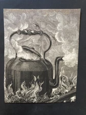 Victorian print illustration clipping Steam kettle