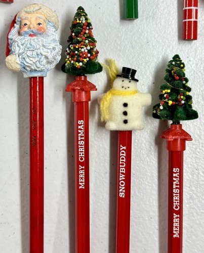 *NEW* Lot 35 Vintage Wood Christmas Pencils Toppers Russ Dakin Hello Kitty - Picture 9 of 11