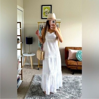 Jessica Simpson white lace ruffle maxi dress size M | eBay Jessica Simpson white lace ruffle maxi dress size M | eBay