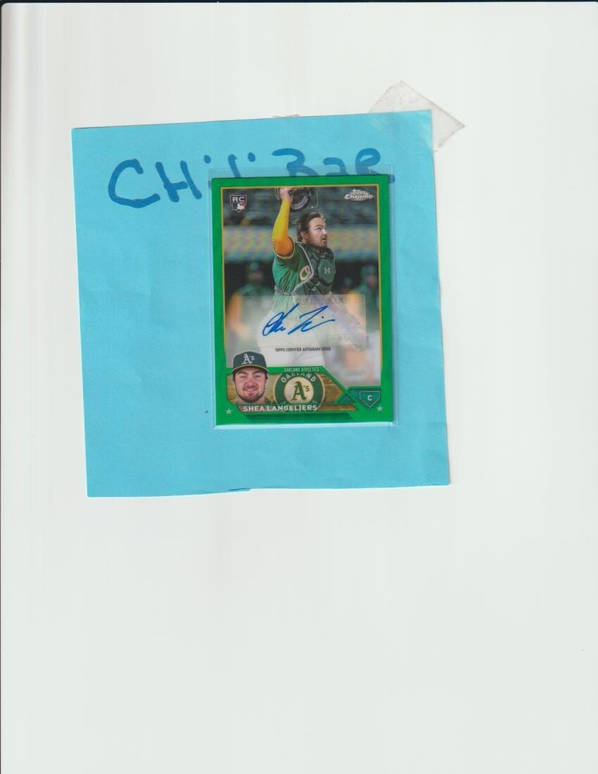 2023 TOPPS CHROME UPDATE SHEA LANGELIERS (RC) #USC32 DEBUT GREEN Auto /99