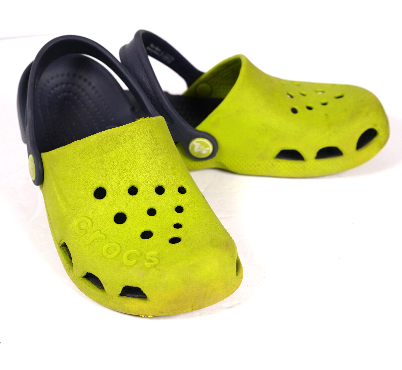 Bright Lime Green and Black Crocs Clogs for Kids Size C-13-image