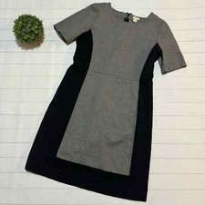 J Crew Gray Black Color Block Short Sleeve Pencil Sheath Dress Women’s Size 8