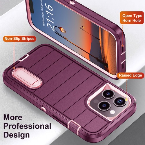 For Apple iPhone 13 Pro Max/13 Pro/13 Shockproof Case Stand Holder Rubber Cover - Picture 34 of 36