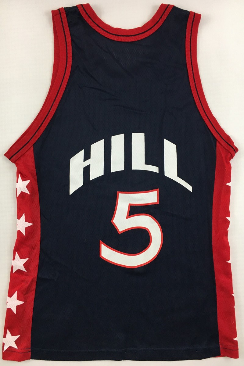 90s champion nba usa grant hill ゲーム シャツ Vintage 1996 Champion GRANT HILL Team USA Dream Team 3