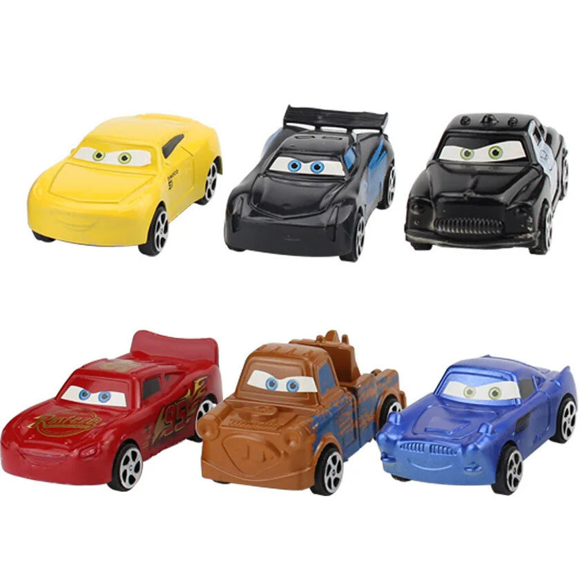 6 PACK/Set Cake Decor Kawaii Model Car McQueen MINI Disney Pixar Cars Plastic