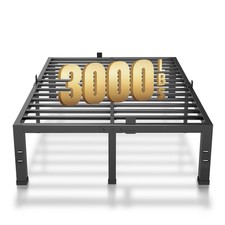 King Bed Frame 14 Inch Heavy Duty Metal Platform BedFrame with Black Steel Sl...