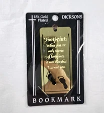 18K Gold Plated Bookmark Jesus One Set Of Footprints New Dicksons