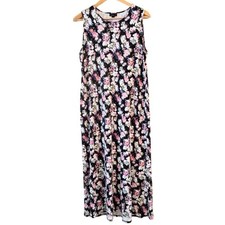 J. Jill Wearever Collection Womens Floral Boho Midi Dress Size M Beach Resort