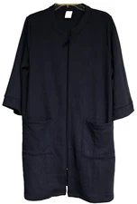 Croft & Barrow Sleepwear Large Petite Blue Short Robe Zip Front NWT 3/4 Sleeve