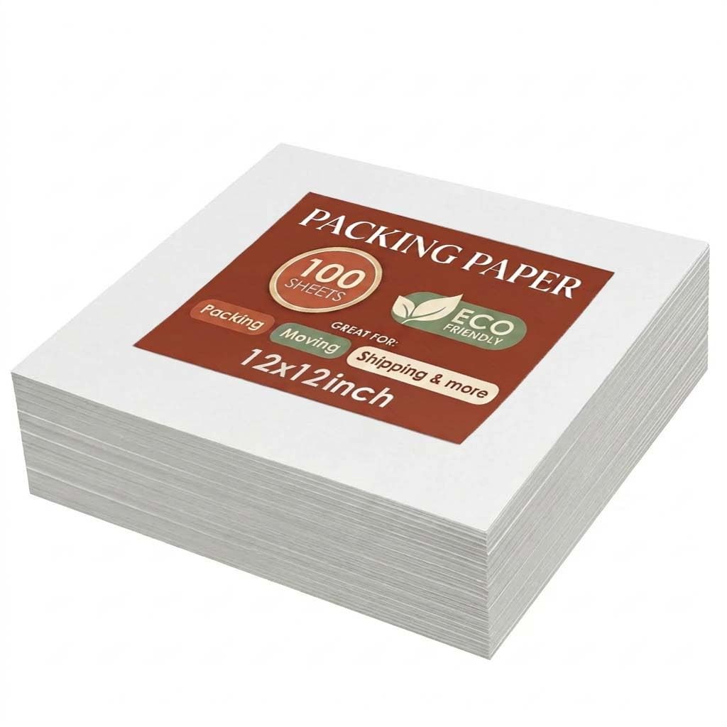 100 PCS 12x12 Inch Newsprint Packing Paper Sheets Moving Wrap Supplies Box
