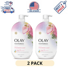 2 Pack Olay Fresh Radiance Body Wash, Strawberry Mint, with Vitamin B3, 35oz