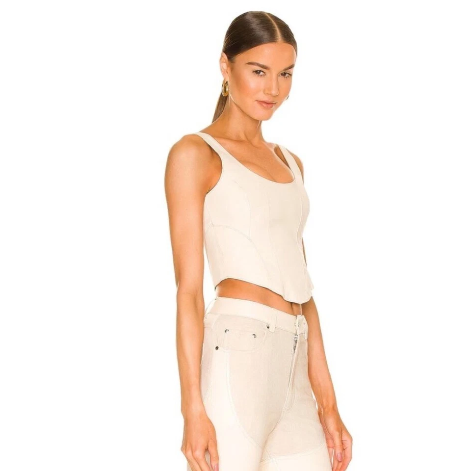 Bustier de cuero discreto vaquero occidental Mustang cuero de cordero recortado pequeño Foto 2 de 4