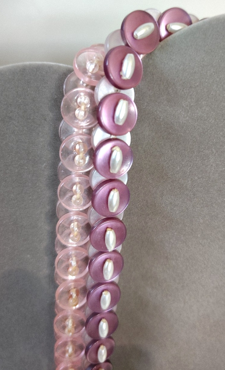 Two VTG hand crafted  double button necklaces pas… - image 3