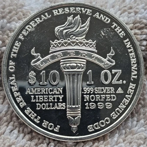 1999 1 Troy Oz Silver Proof-like $10 NORFED Round