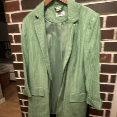 Eddie Bauer Damen Mantel M lang grün Leinenmischung Langarm offen Taschen - Bild 1 von 3