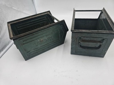 2x Schäfer Metallkiste Lager Fix 1965 Industriebox Werkstatt Loft Vintage