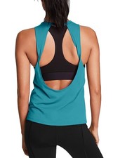 Workout Tops for Yoga Tops Open Back Workout Tanks Backless Shirts Sports Run...