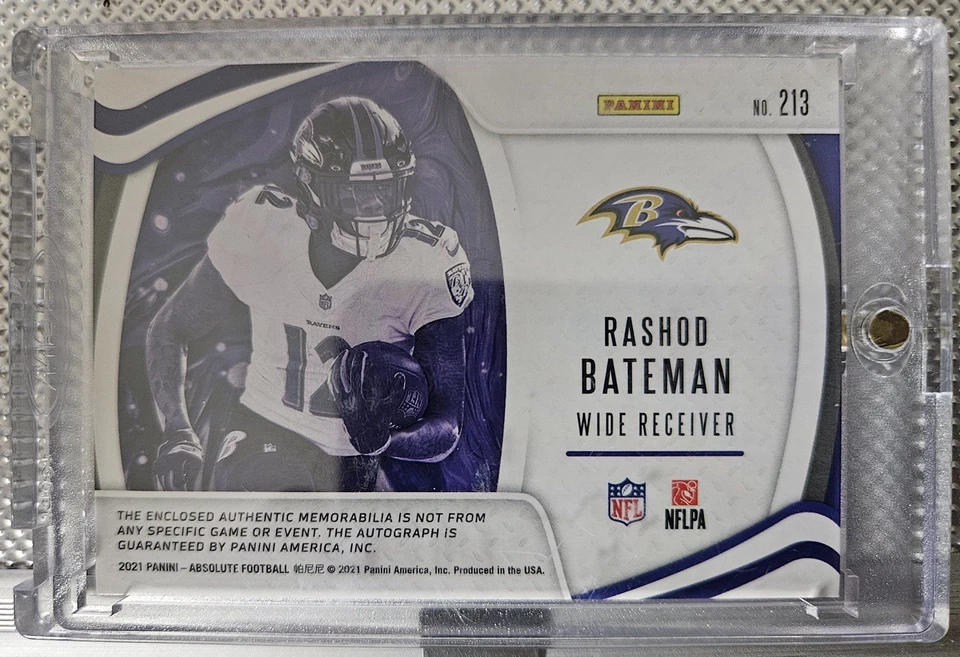2021 Panini Absolute Rookie Premiere # 213 Rashod Bateman RC Auto RPA /399 - Image 2 of 2