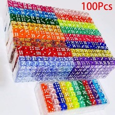 100pcs/set 6 Sided Dice 14mm D6 16 Transparent Optional Color Acrylic Rounded Ed
