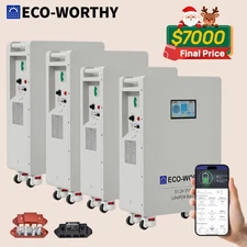 ECO-WORTHY 4Pack 48V 314AH (64.3kWh) LiFePO4 Battery Vertical Standing Backup