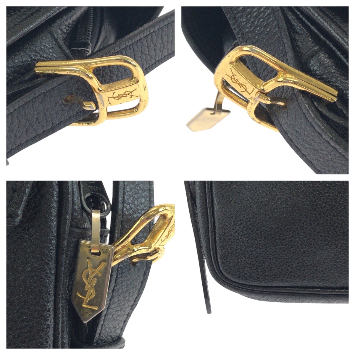 YVES SAINT LAURENT borsa a tracolla vintage YSL pochette nera pelle nera