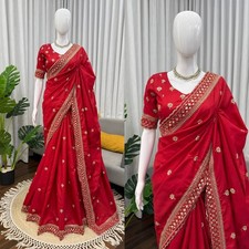 Women  s Indian Saree Fancy Designer Ethnic Party Wear Wedding Bollywood Sari New