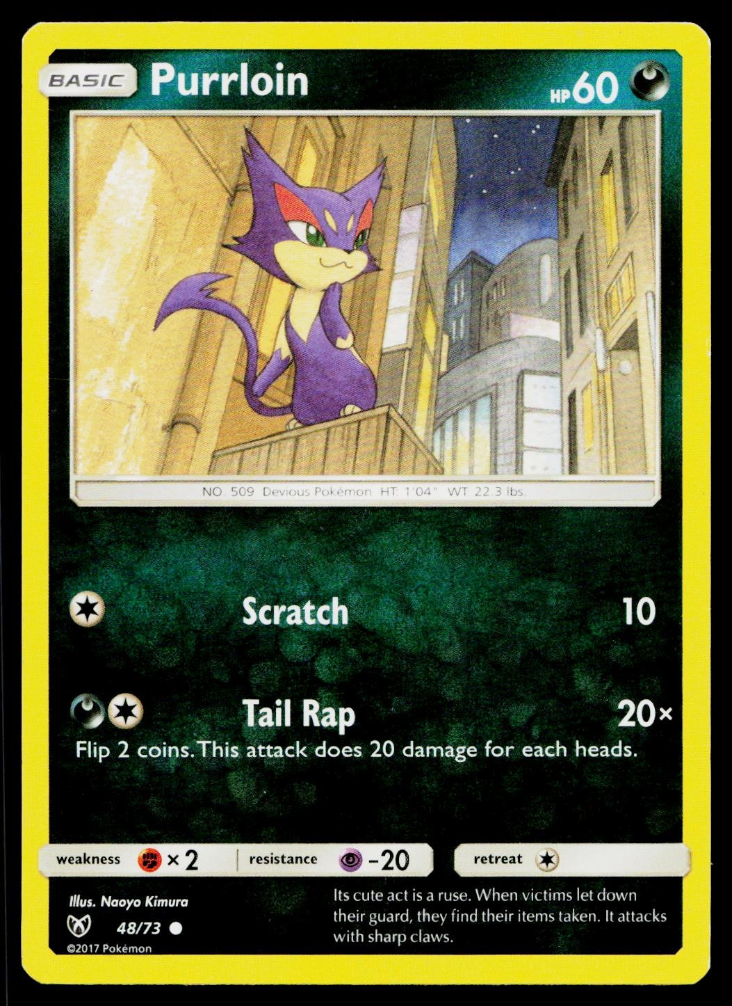 Purrloin 48/73 Common Shining Legends Pokemon Lightly Played