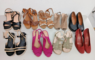 WOMEN'S WEDGE HEELS BUNDLE x 9 sizes 4 8 inc CLARKS F&F CAPRICE