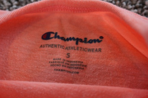 Champion Shirt Girls Size 5 Pink Short Sleeve Tie Front Logo Tee Youth Athletic - Picture 5 of 9