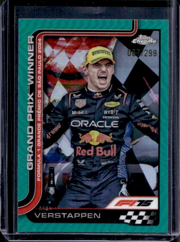 2025 Topps Chrome F1 Max Verstappen Teal Refractor Grand Prix Winners #/299 view 1